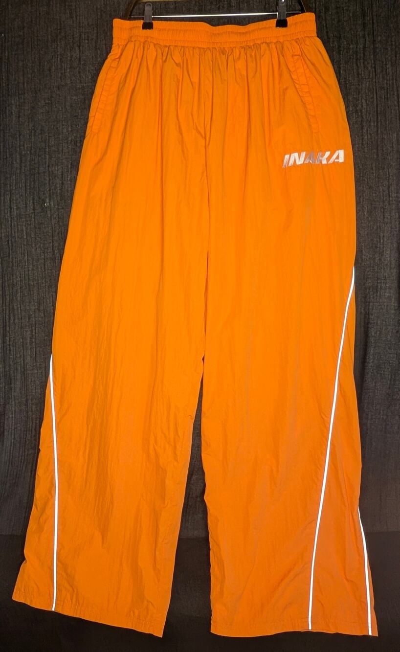 Inaka Power Nylon Track Pants Men's XL Orange Lined Baggy Blokecore Workout